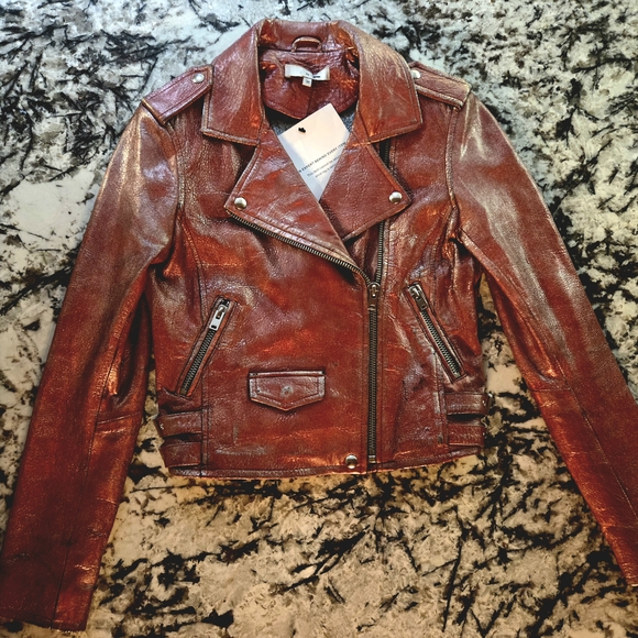 IRO Red Leather Jacket - Picture 3 of 9